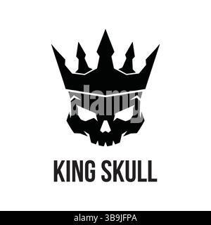 Skull with crown logo design concept. Vintage king skull sign illustration, vector. Stock Vector