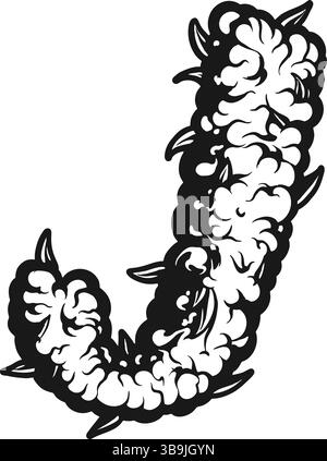 J Letter Formed by Cannabis Plant with Outline Silhouette vector illustrations for your work logo, merchandise t-shirt, stickers and label designs, po Stock Vector