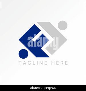 Logo design graphic concept creative premium vector stock image top sell initial FL LF font square flip human people holding hug together friendship Stock Vector