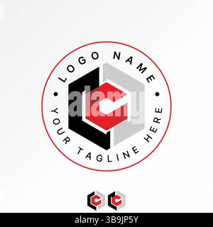 Logo design graphic concept creative premium vector stock image top sell initial CCD hexagon font flip precision media to infinity tech game creative Stock Vector