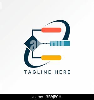 Logo design graphic concept creative premium vector stock image top sell letter E font swoosh flowchart diagram project methodology direction research Stock Vector