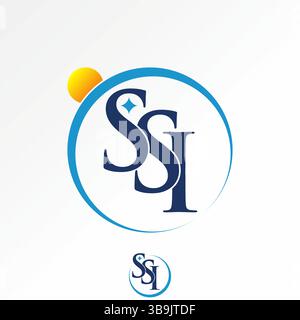 Logo design graphic concept creative premium vector stock image top sell initial SSI serif font circle swoosh sun star royal hotel consulting elegance Stock Vector