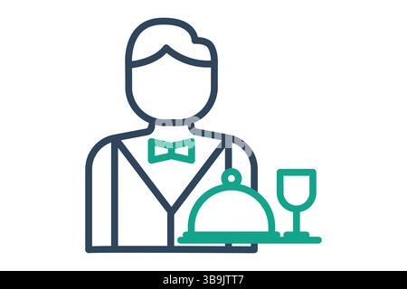 Waiter icon. line icon style. catering elements vector illustration Stock Vector
