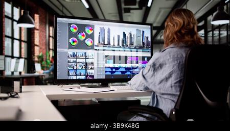 Computer Editing For Video Production And PC Picture Editing Software. Stock Photo