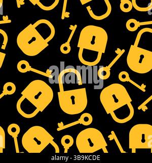 Seamless pattern background lock, padlock, key Stock Vector