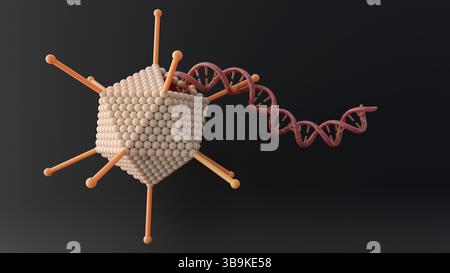 A 3d rendering of protective protein shell of the adenovirus with its ...