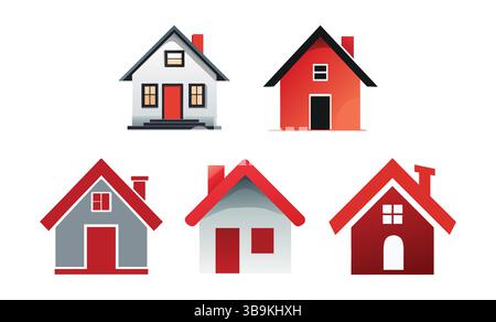 Collection of House Vector Icons for Real Estate, Home, or Architecture Designs Stock Vector