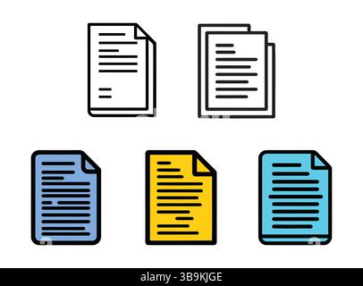 Set of Document Icons for Files, Text, or Information Management Stock Vector