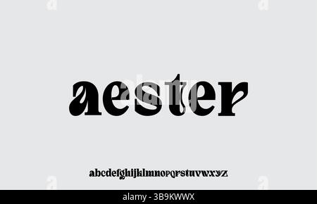 Aester is a unique serif font with playful curves and elegant swashes, perfect for branding, fashion editorials, logo design, and creative posters. Stock Vector