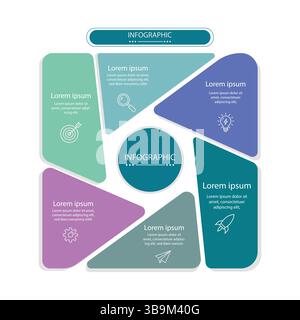 Business Infographic Template. 5 Step Timeline Journey Process Diagram Info Graph Elements Vector Illustration On Isolated Background Stock Vector