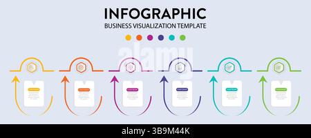 Business Infographic Strategy Planning And Process Visualization With 6 Steps Of Info Graph Elements Vector Illustration On Isolated Background Stock Vector