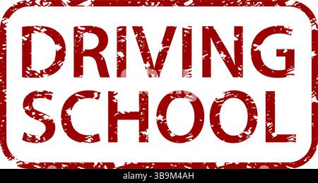 Driving school rubber stamp, drive course education, label sign automobile, car vehicle school, vector illustration Stock Vector