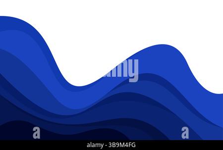 Blue Wave Ocean Layer Vector Background Illustration. Wave Papercut Vector Stock Vector