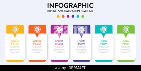 Business Infographic Visualization Template With 6 Unique Steps Of Success Journey Strategy Vector Illustration Design On Isolated Background Stock Vector