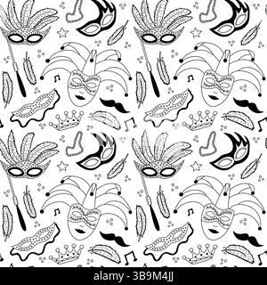 Mardi gras carnival masks seamless pattern Stock Vector