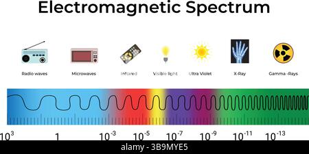 Electromagnetic Spectrum Diagram Design Vector Illustration Stock Vector