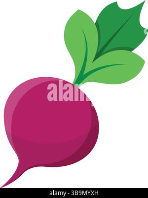Beetroot vegetable with leaves icon in flat style. Beet plant vector illustration on isolated background. Healthy food sign business concept. Stock Vector
