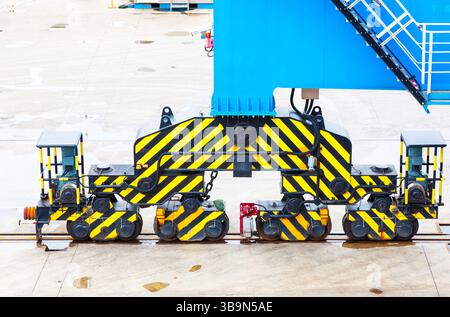 Harbor crane chassis on rails. Stock Photo