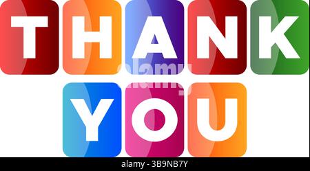 Thank You Letters in Colorful Gradient Cubes Vector Design Stock Vector