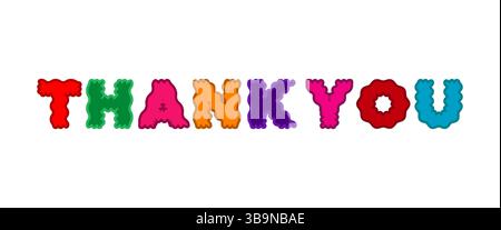 Colorful Thank You Letters with Fuzzy Text Style on White Background Stock Vector