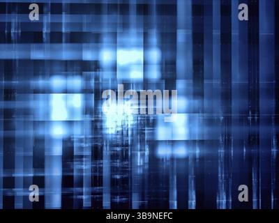 Glowing intersecting stripes - abstract background in tech style. Computer generated illustration - fractal. Cells and light dots. For backdrops, cove Stock Photo