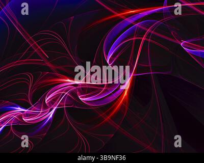 Beautiful background with colored glowing curves - abstract illustration. Contemporary digital art - fractal. Sci-fi or esoteric concept Stock Photo