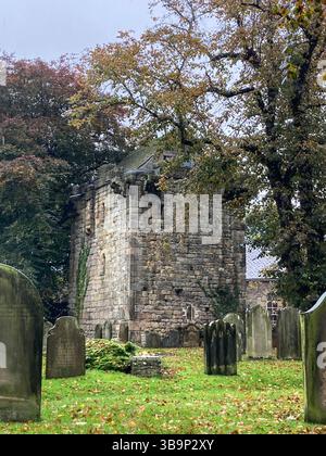 Corbridge Vicar's Pele Tower in the Saxon and Roman town of Corbridge, a Village next to Hadrian's Wall, Northumberland, England, UK Stock Photo
