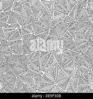Hand drawn doodle with spiraled triangles, seamless vector pattern for fabric, wallpaper, textile. Vector illustration Stock Vector