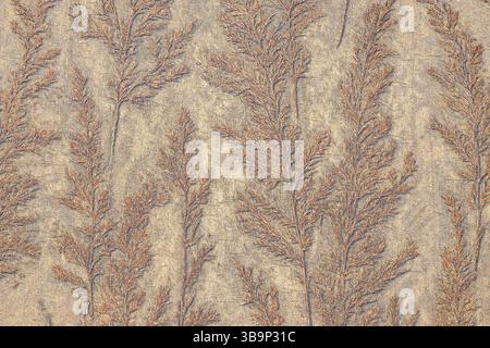 Elegant Vintage Wallpaper Background with Subtle Leaf Pattern in Soft Beige and Brown Tones Stock Photo