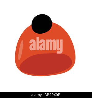 Illustration of a red winter beanie with a black pom pom Stock Vector
