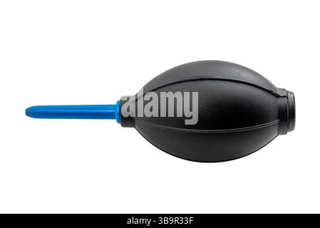 Rubber air blower for dust remover isolated on white with clipping path. Air blower pump for camera lens Stock Photo