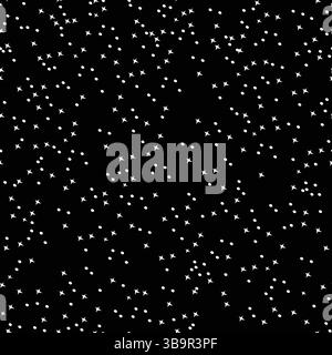 Monochrome seamless pattern with white dots and stars Stock Vector
