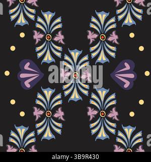 Seamless pattern with hand draw ornaments; vector illustration Stock Vector