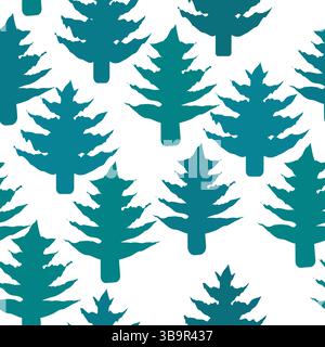 Seamless pattern with pine trees silhouettes. Vector illustration. Stock Vector