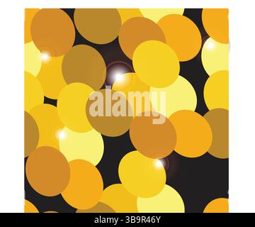 Seamless pattern with yellow circles on black background. Vector illustration. Stock Vector