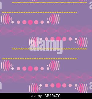 Seamless vector pattern with circles and waves Print for wrapping, background, wallpaper. Stock Vector