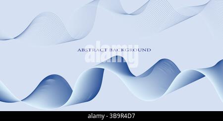 Blue Abstract Background with Smooth Wavy Curves and Modern Flow Design Stock Vector
