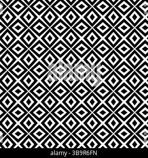 Rhombus Seamless pattern with black white striped lines. Optical illusion effect. Geometric tile in op art style. Vector illusive background, For logo Stock Vector