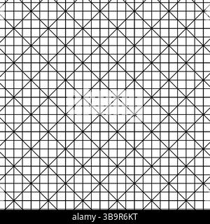 Thin line Vector monochrome seamless geometric pattern. Modern abstract black and white background, simple repeat texture. Geo design for decor, print Stock Vector