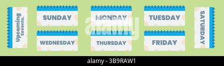 Upcoming Events Calendar Week Sunday to Saturday Schedule Vector Illustration Stock Vector