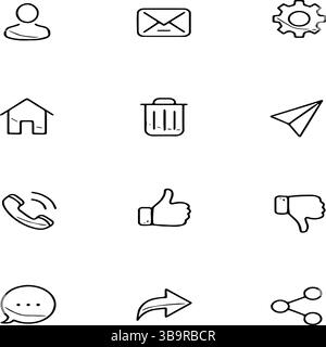 Essential UI Icons Set Vector Illustration Stock Vector