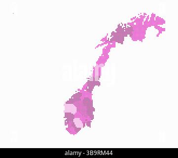 Norway dotted map. Digital style map of the country on white background. Norway shape with circle dots. Colored dots style. Small size circles. Stock Vector
