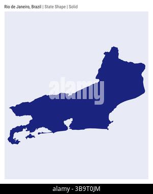 Rio de Janeiro, Brazil. Simple vector map. State shape. Solid style. Border of Rio de Janeiro. Vector illustration. Stock Vector