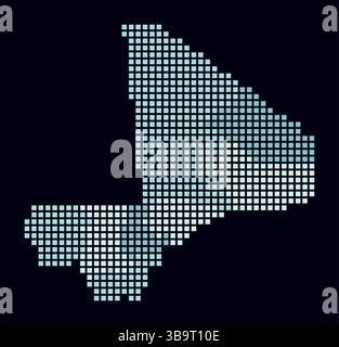Mali dotted map. Digital style map of the country on dark background. Mali shape with square dots. Colored dots style. Large size squares. Stock Vector
