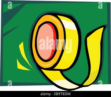 Duct tape in dispenser, packaging and shipping icon. Office and school supply. Vector duct tape cartoon illustration isolated on background Stock Vector