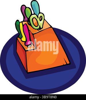 vector illustration of scissors tool holder tray in cartoon style Stock Vector
