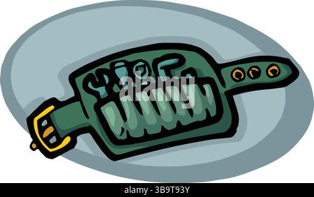 professional unisex apron with pockets, metal clasps and leather straps isolated on white background vector illustration Stock Vector