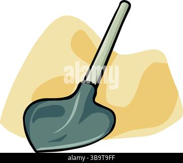 An abstract vector illustration shows a shovel construction tool in a cartoon style Stock Vector