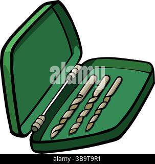 Drilling machine realistic set with isolated icons of rotary twist bits made of different metal materials vector illustration Stock Vector