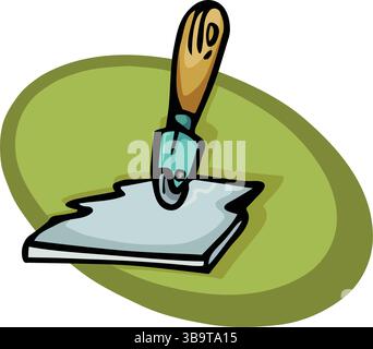 An abstract vector illustration shows a glass and glass chisel tool in a cartoon style. Stock Vector